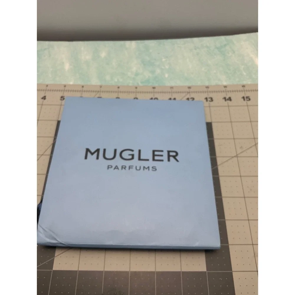 Mugler Parfums Blue Black Star Print Sheer Square Scarf with Original Sleeve